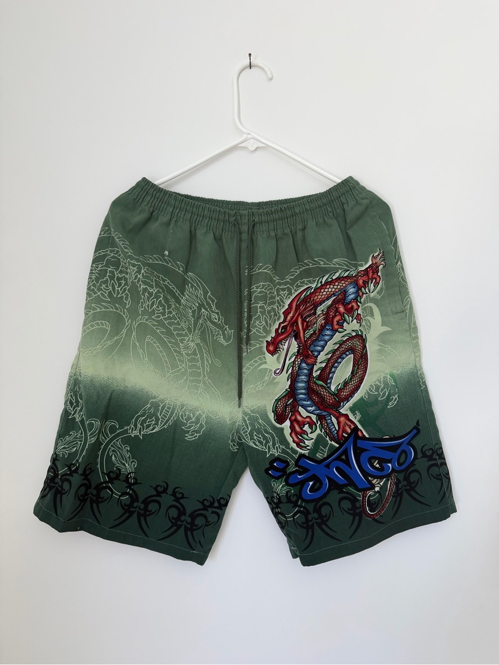 Vintage Y2K JNCO Shorts Tribal Japanese Dragon Size Medium